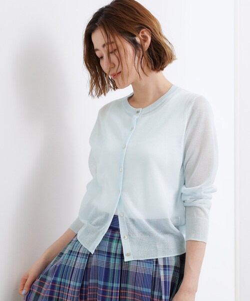 grove（グローブ）の「【洗える/名品】大人の透け感、シアーカーディガン（カーディガン/ボレロ・レディース・ブラウン系/ブラック/グレー/オフホワイト/サックスブルー/オレンジ系・02/03/04/05/01）」の5枚目の写真
