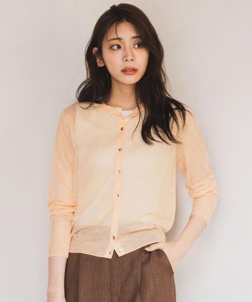 grove（グローブ）の「【洗える/名品】大人の透け感、シアーカーディガン（カーディガン/ボレロ・レディース・ブラウン系/ブラック/グレー/オフホワイト/サックスブルー/オレンジ系・02/03/04/05/01）」の7枚目の写真