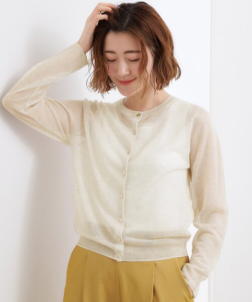 grove（グローブ）の「【洗える/名品】大人の透け感、シアーカーディガン（カーディガン/ボレロ・レディース・ブラウン系/ブラック/グレー/オフホワイト/サックスブルー/オレンジ系・02/03/04/05/01）」の8枚目の写真