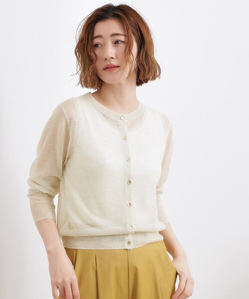 grove（グローブ）の「【洗える/名品】大人の透け感、シアーカーディガン（カーディガン/ボレロ・レディース・ブラウン系/ブラック/グレー/オフホワイト/サックスブルー/オレンジ系・02/03/04/05/01）」の9枚目の写真