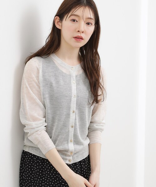 grove（グローブ）の「【洗える/名品】大人の透け感、シアーカーディガン（カーディガン/ボレロ・レディース・ブラウン系/ブラック/グレー/オフホワイト/サックスブルー/オレンジ系・02/03/04/05/01）」の12枚目の写真