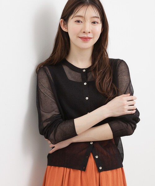 grove（グローブ）の「【洗える/名品】大人の透け感、シアーカーディガン（カーディガン/ボレロ・レディース・ブラウン系/ブラック/グレー/オフホワイト/サックスブルー/オレンジ系・02/03/04/05/01）」の16枚目の写真
