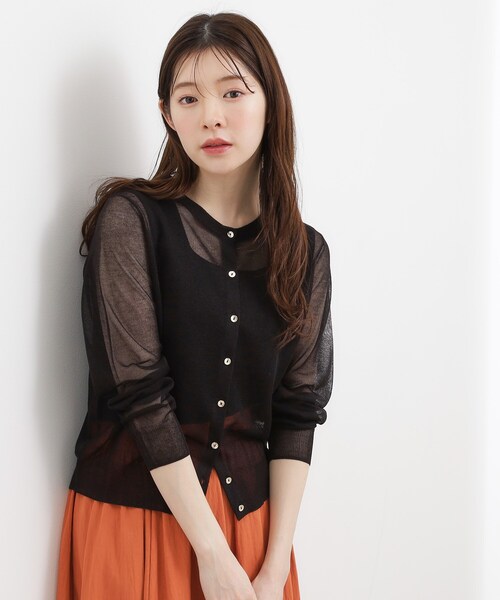 grove（グローブ）の「【洗える/名品】大人の透け感、シアーカーディガン（カーディガン/ボレロ・レディース・ブラウン系/ブラック/グレー/オフホワイト/サックスブルー/オレンジ系・02/03/04/05/01）」の17枚目の写真
