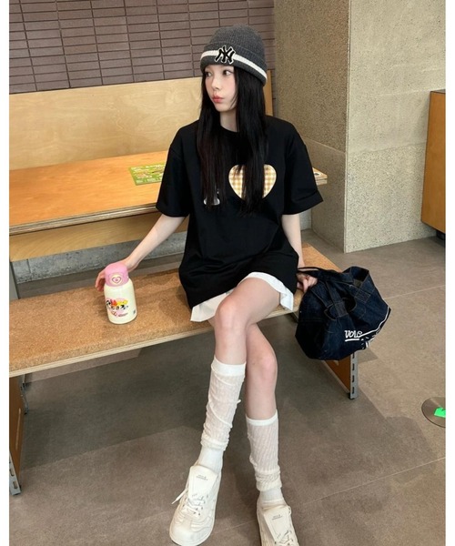 inst.ALL(インストール)の「ハートチェックプリントTシャツ(Tシャツ/カットソー・レディース・ブラック・M/LL)」の3枚目の写真
