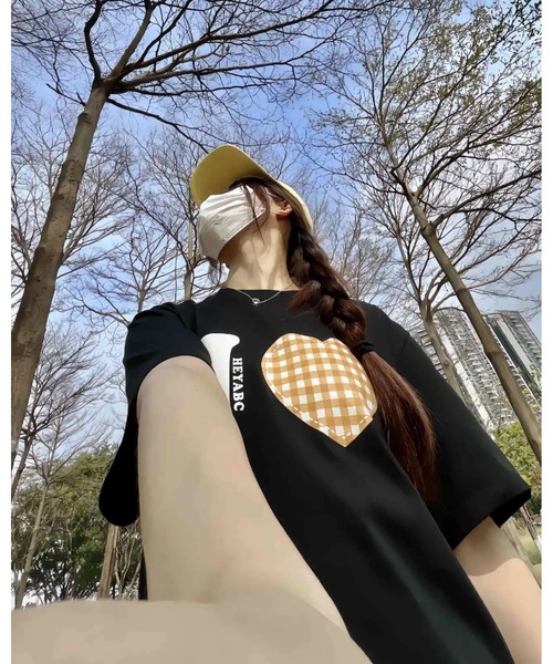 inst.ALL(インストール)の「ハートチェックプリントTシャツ(Tシャツ/カットソー・レディース・ブラック・M/LL)」の10枚目の写真