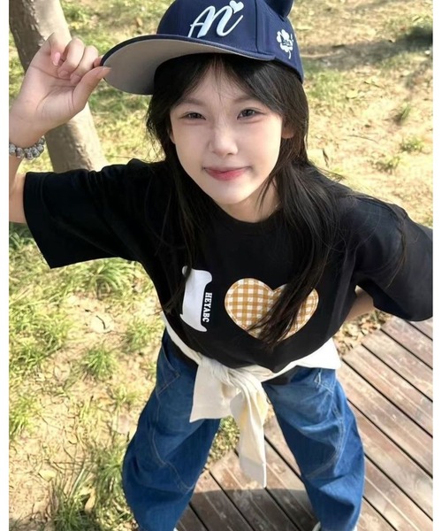 inst.ALL(インストール)の「ハートチェックプリントTシャツ(Tシャツ/カットソー・レディース・ブラック・M/LL)」の11枚目の写真