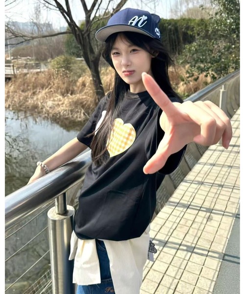 inst.ALL(インストール)の「ハートチェックプリントTシャツ(Tシャツ/カットソー・レディース・ブラック・M/LL)」の12枚目の写真
