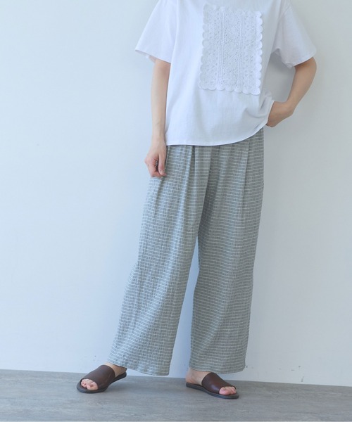 高島ちぢみマルチボーダーeasy pants（その他パンツ）｜yuni（ユニ