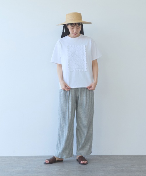 yuni(ユニ )の「高島ちぢみマルチボーダーeasy pants(その他パンツ・レディース・ベージュ/ブルー・FREE)」の15枚目の写真