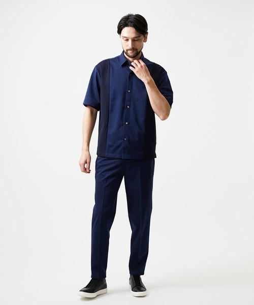 MICHEL KLEIN HOMME (ミッシェルクランオム)の「【セットアップ】異素材コンビ半袖シャツ(シャツ/ブラウス・メンズ・ダークグレー/ブルー・MEDIUM/LARGE/X-LARGE)」の9枚目の写真