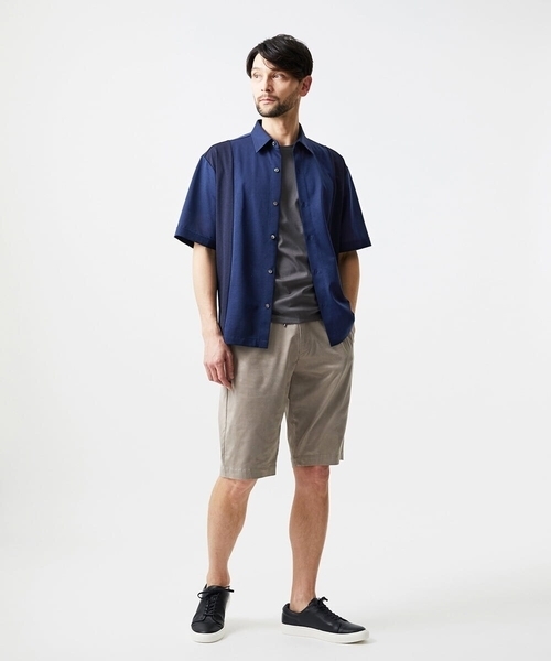 MICHEL KLEIN HOMME (ミッシェルクランオム)の「【セットアップ】異素材コンビ半袖シャツ(シャツ/ブラウス・メンズ・ダークグレー/ブルー・MEDIUM/LARGE/X-LARGE)」の11枚目の写真