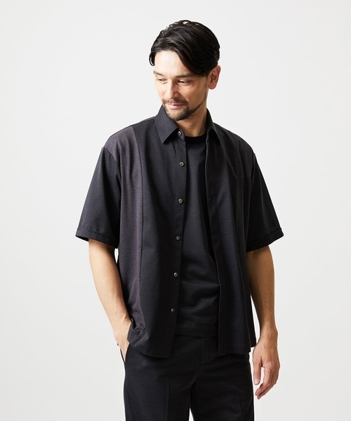 MICHEL KLEIN HOMME (ミッシェルクランオム)の「【セットアップ】異素材コンビ半袖シャツ(シャツ/ブラウス・メンズ・ダークグレー/ブルー・MEDIUM/LARGE/X-LARGE)」の13枚目の写真