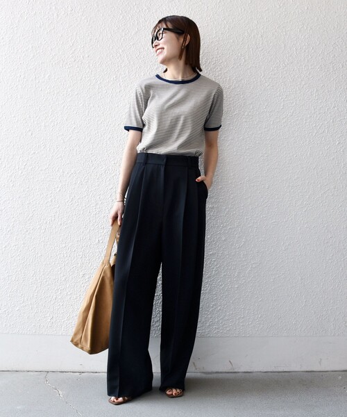 Healthknit(ヘルスニット)の「Healthknit:〈洗濯機可能〉リブ ボーダー TEE(Tシャツ/カットソー・レディース・ベージュ/イエロー・ONE SIZE)」の21枚目の写真