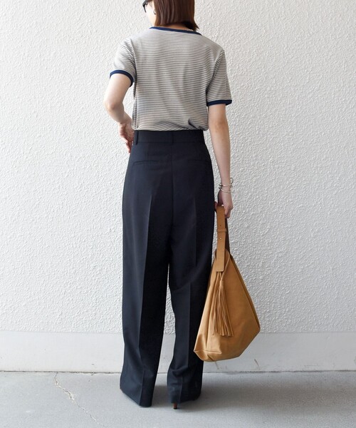 Healthknit(ヘルスニット)の「Healthknit:〈洗濯機可能〉リブ ボーダー TEE(Tシャツ/カットソー・レディース・ベージュ/イエロー・ONE SIZE)」の20枚目の写真