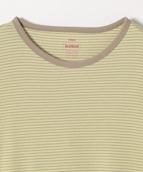 Healthknit(ヘルスニット)の「Healthknit:〈洗濯機可能〉リブ ボーダー TEE(Tシャツ/カットソー・レディース・ベージュ/イエロー・ONE SIZE)」の9枚目の写真