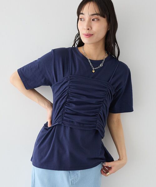 CRAFT STANDARD BOUTIQUE(クラフトスタンダードブティック)の「2点セット ビスチェレイヤードプルオーバー(Tシャツ/カットソー・レディース・杢グレー/ネイビー・FREE)」の1枚目の写真