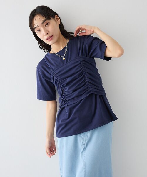 CRAFT STANDARD BOUTIQUE(クラフトスタンダードブティック)の「2点セット ビスチェレイヤードプルオーバー(Tシャツ/カットソー・レディース・杢グレー/ネイビー・FREE)」の6枚目の写真