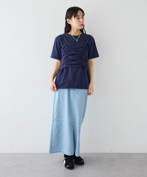 CRAFT STANDARD BOUTIQUE(クラフトスタンダードブティック)の「2点セット ビスチェレイヤードプルオーバー(Tシャツ/カットソー・レディース・杢グレー/ネイビー・FREE)」の9枚目の写真