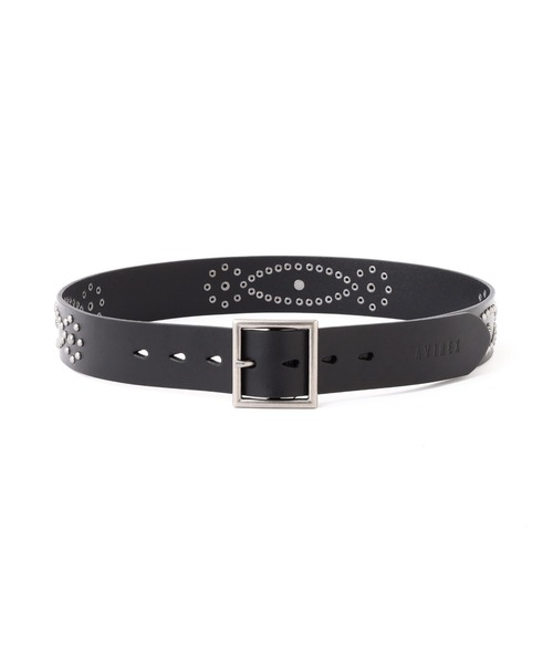 AVIREX(アヴィレックス)の「《直営店限定》STUDS BELT(ベルト・レディース・ブラック/ダークブラウン・F)」の2枚目の写真