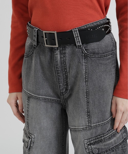 AVIREX(アヴィレックス)の「《直営店限定》STUDS BELT(ベルト・レディース・ブラック/ダークブラウン・F)」の8枚目の写真