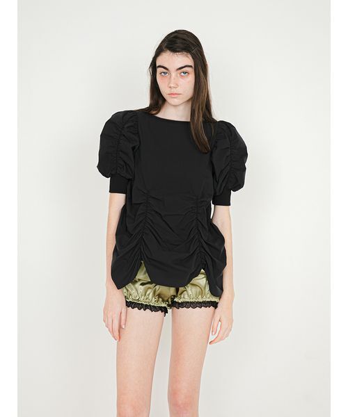 SORIN（ソリン　）の「Puffed Sleeves Gathered Blouse/パフスリーブ ギャザーブラウス（シャツ/ブラウス・レディース・ブラック/ホワイト/ミント・38）」の21枚目の写真