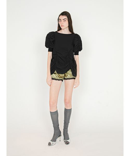 SORIN（ソリン　）の「Puffed Sleeves Gathered Blouse/パフスリーブ ギャザーブラウス（シャツ/ブラウス・レディース・ブラック/ホワイト/ミント・38）」の17枚目の写真