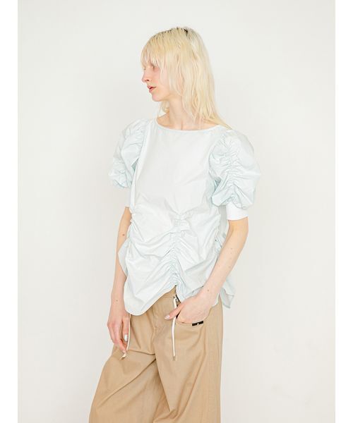 SORIN（ソリン　）の「Puffed Sleeves Gathered Blouse/パフスリーブ ギャザーブラウス（シャツ/ブラウス・レディース・ブラック/ホワイト/ミント・38）」の19枚目の写真