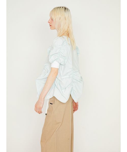 SORIN（ソリン　）の「Puffed Sleeves Gathered Blouse/パフスリーブ ギャザーブラウス（シャツ/ブラウス・レディース・ブラック/ホワイト/ミント・38）」の20枚目の写真