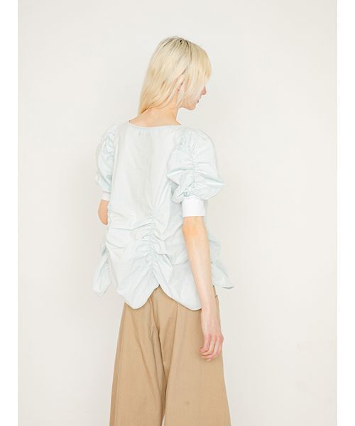 SORIN（ソリン　）の「Puffed Sleeves Gathered Blouse/パフスリーブ ギャザーブラウス（シャツ/ブラウス・レディース・ブラック/ホワイト/ミント・38）」の14枚目の写真