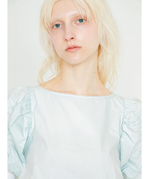 SORIN（ソリン　）の「Puffed Sleeves Gathered Blouse/パフスリーブ ギャザーブラウス（シャツ/ブラウス・レディース・ブラック/ホワイト/ミント・38）」の13枚目の写真