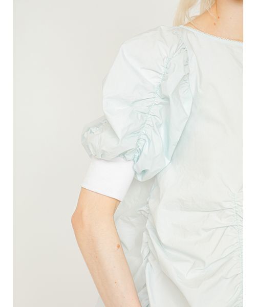 SORIN（ソリン　）の「Puffed Sleeves Gathered Blouse/パフスリーブ ギャザーブラウス（シャツ/ブラウス・レディース・ブラック/ホワイト/ミント・38）」の7枚目の写真