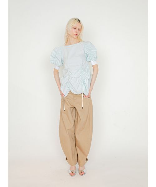 SORIN（ソリン　）の「Puffed Sleeves Gathered Blouse/パフスリーブ ギャザーブラウス（シャツ/ブラウス・レディース・ブラック/ホワイト/ミント・38）」の8枚目の写真