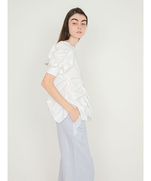SORIN（ソリン　）の「Puffed Sleeves Gathered Blouse/パフスリーブ ギャザーブラウス（シャツ/ブラウス・レディース・ブラック/ホワイト/ミント・38）」の10枚目の写真