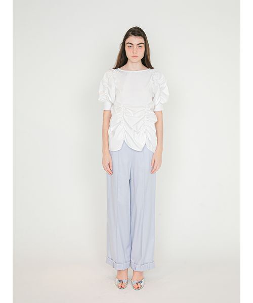 SORIN（ソリン　）の「Puffed Sleeves Gathered Blouse/パフスリーブ ギャザーブラウス（シャツ/ブラウス・レディース・ブラック/ホワイト/ミント・38）」の12枚目の写真