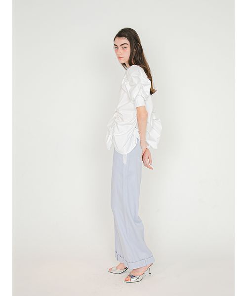 SORIN（ソリン　）の「Puffed Sleeves Gathered Blouse/パフスリーブ ギャザーブラウス（シャツ/ブラウス・レディース・ブラック/ホワイト/ミント・38）」の5枚目の写真