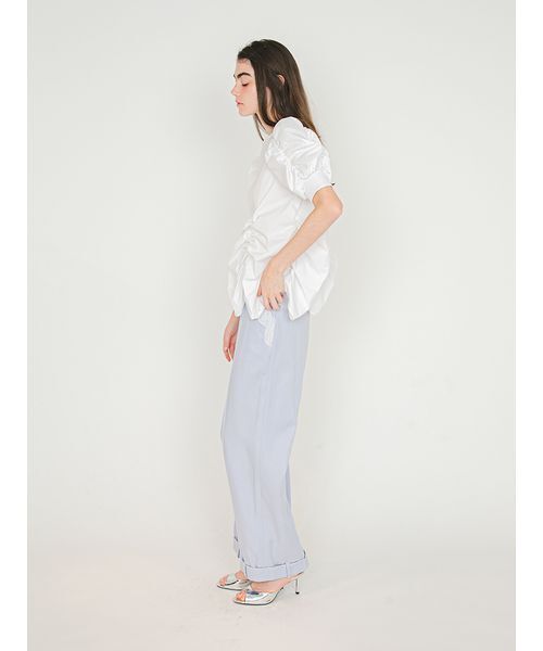 SORIN（ソリン　）の「Puffed Sleeves Gathered Blouse/パフスリーブ ギャザーブラウス（シャツ/ブラウス・レディース・ブラック/ホワイト/ミント・38）」の6枚目の写真