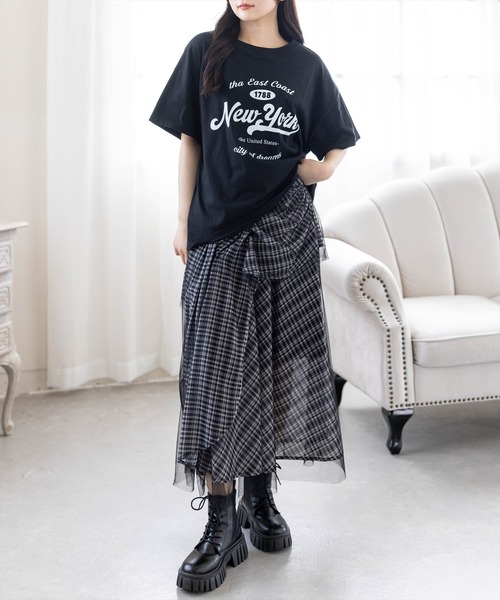 CLEAR BASIC（クリアベーシック）の「【4色展開】カレッジロゴビックTシャツ［骨格ナチュラル／カジュアル／ストリート／ラフ／メンズライク］（Tシャツ/カットソー・レディース・イエロー/ホワイト系その他/ブラック/ホワイト系その他2・F）」の13枚目の写真