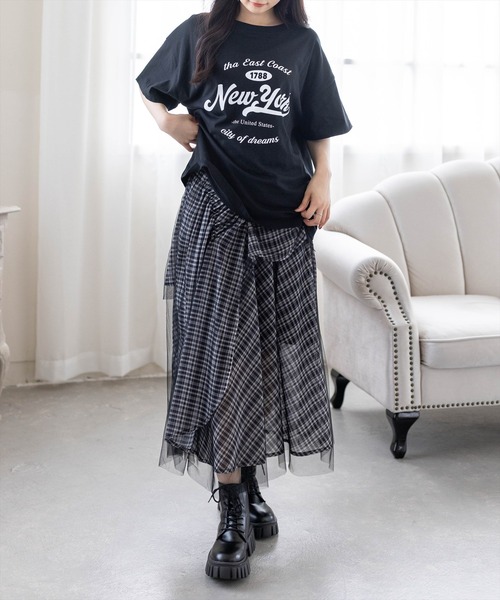CLEAR BASIC（クリアベーシック）の「【4色展開】カレッジロゴビックTシャツ［骨格ナチュラル／カジュアル／ストリート／ラフ／メンズライク］（Tシャツ/カットソー・レディース・イエロー/ホワイト系その他/ブラック/ホワイト系その他2・F）」の15枚目の写真
