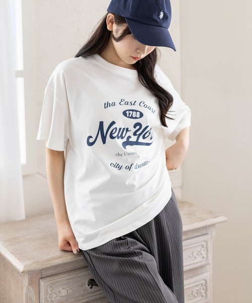 CLEAR BASIC（クリアベーシック）の「【4色展開】カレッジロゴビックTシャツ［骨格ナチュラル／カジュアル／ストリート／ラフ／メンズライク］（Tシャツ/カットソー・レディース・イエロー/ホワイト系その他/ブラック/ホワイト系その他2・F）」の17枚目の写真