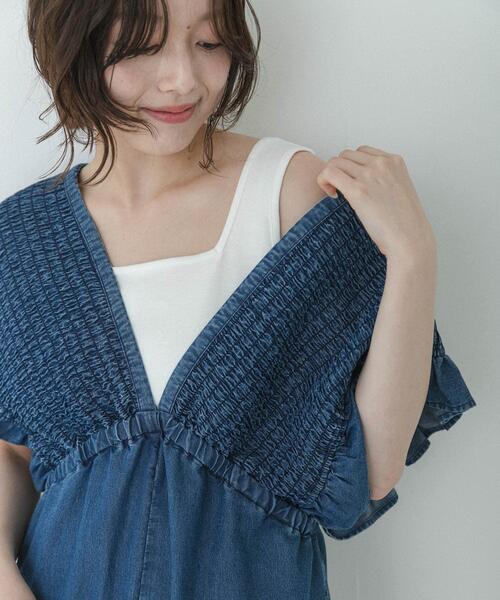 URBAN RESEARCH Sonny Label(アーバンリサーチサニーレーベル)の「『UR TECH ひやサラクール』スクエアネックタンクトップ(タンクトップ・レディース・ブラウン/オフホワイト/ブラック・FREE)」の1枚目の写真