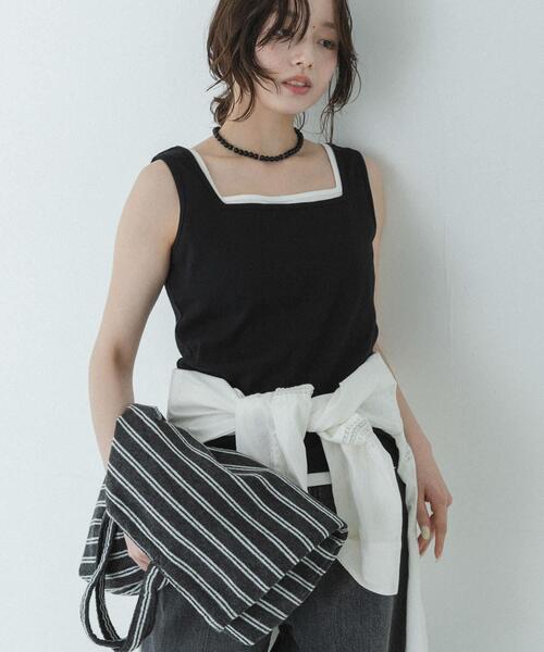 URBAN RESEARCH Sonny Label(アーバンリサーチサニーレーベル)の「『UR TECH ひやサラクール』スクエアネックタンクトップ(タンクトップ・レディース・ブラウン/オフホワイト/ブラック・FREE)」の11枚目の写真