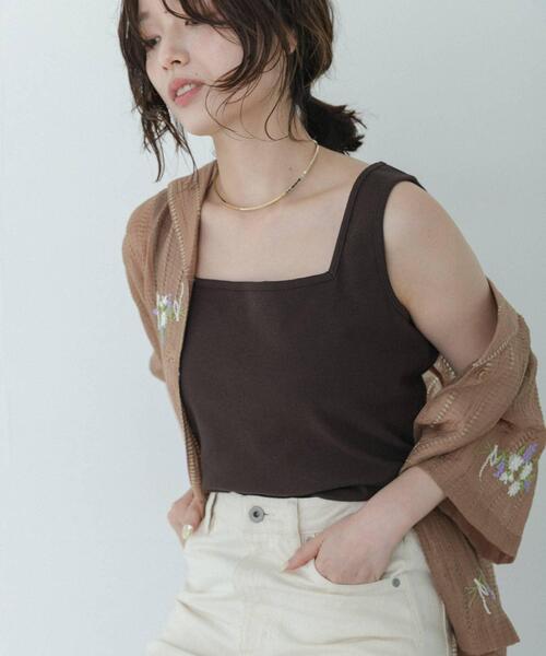 URBAN RESEARCH Sonny Label(アーバンリサーチサニーレーベル)の「『UR TECH ひやサラクール』スクエアネックタンクトップ(タンクトップ・レディース・ブラウン/オフホワイト/ブラック・FREE)」の18枚目の写真