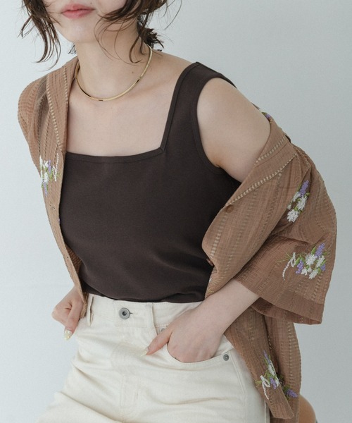 フロントオープンタンクトップ　ブラウン Acne Studios - レザータンクトップ - ブラウンシュガー
