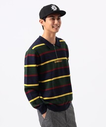 BEAMS 長袖ポロシャツ ボーダー柄 グリーン ブラック BEAMS GOLF｜ビームスゴルフのポロシャツ（ボーダー柄）通販 - ZOZOTOWN