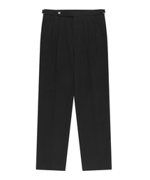 Essential Linen Cotton Twill Adjust 2-Pleated Relaxed Chino (Black)