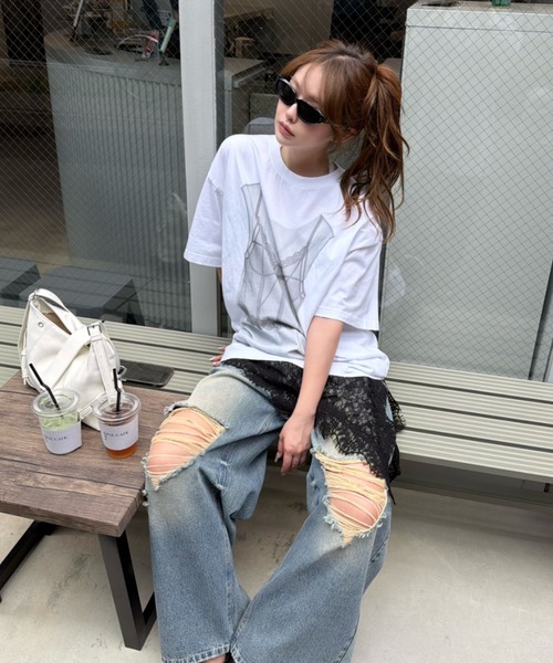 RAY CASSIN(レイカズン)の「ロゴルーズビッグTシャツ(Tシャツ/カットソー・レディース・ホワイト系その他2/ホワイト系その他3/ブラック系その他2/ライトグレー・FREE)」の9枚目の写真