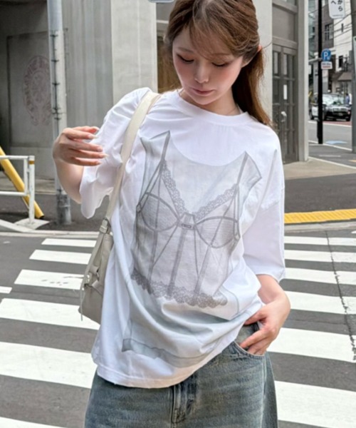 RAY CASSIN(レイカズン)の「ロゴルーズビッグTシャツ(Tシャツ/カットソー・レディース・ホワイト系その他2/ホワイト系その他3/ブラック系その他2/ライトグレー・FREE)」の5枚目の写真