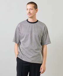 ジオメトリックジャガードTシャツ<ストレッチ・マシンウォッシャブル>