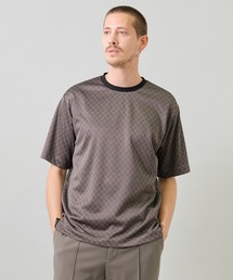 ジオメトリックジャガードTシャツ<ストレッチ・マシンウォッシャブル>