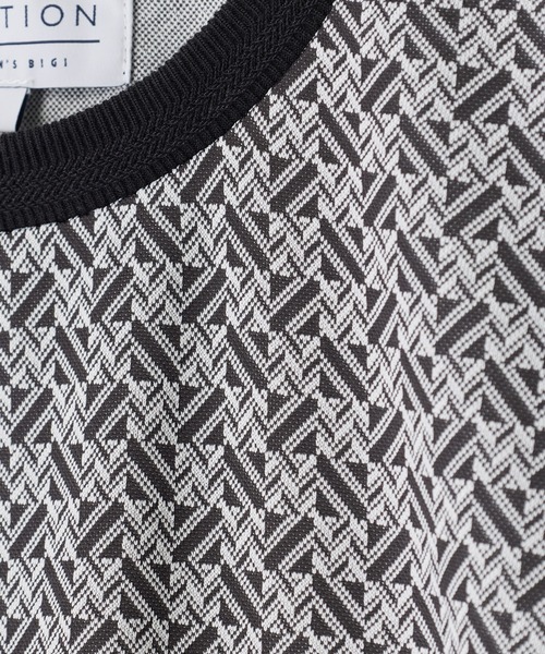 UNION STATION(ユニオンステーション)の「ジオメトリックジャガードTシャツ<ストレッチ・マシンウォッシャブル>(Tシャツ/カットソー・メンズ・ネイビー/チャコールグレー/ホワイト・L/M/LL)」の17枚目の写真